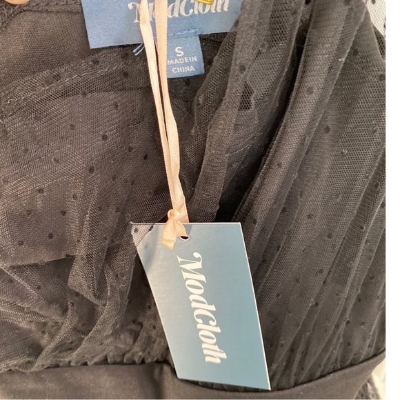 ModCloth One Shoulder Black Polka Dot Tulle Party Dress Size Small NWT - Picture 8 of 10